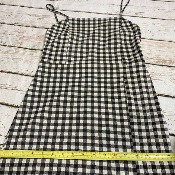 Zara Black & White Plaid Midi Dress w/ Slit - Picture 9 of 9
